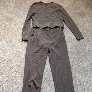 nuuds Taupe Track Pants & Matching Long Sleeve Top Set